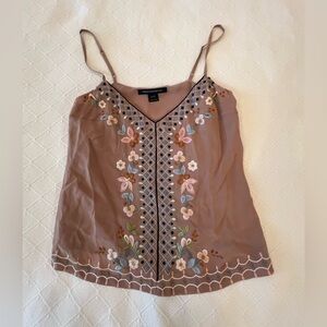 French Connection Floral Embroidered Brown Camisole